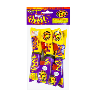 Firework Confetti & Streamers Diwali Magnum Poppers 6 Pack