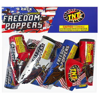 Firework Confetti & Streamers Freedom Poppers 8 Pack