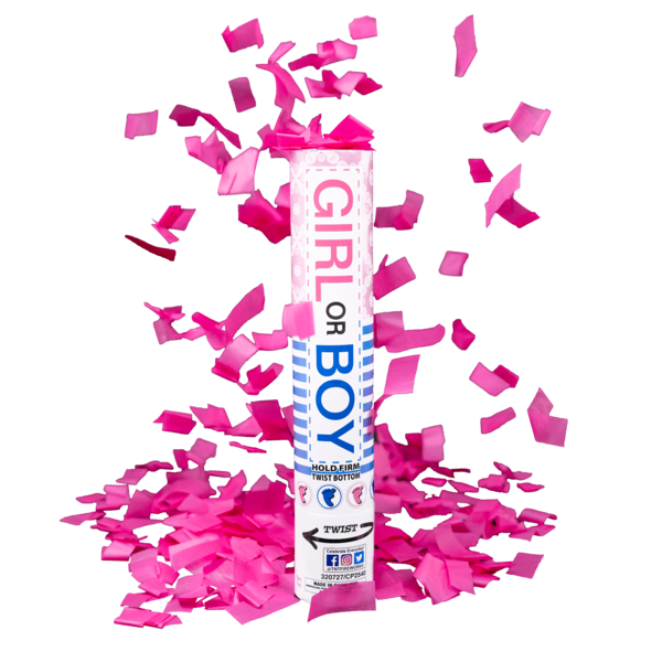 Firework Confetti & Streamers Gender Reveal Pink Confetti Cannon